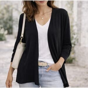 Chicos Black Sz 3(XL-16) The Ultimate Tee Cotton Modal Open Drape Flowy